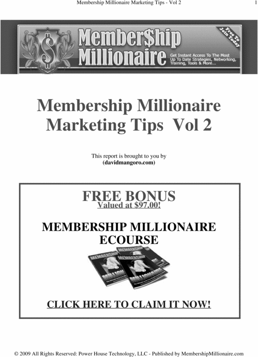Product picture Membership Site Millionaire Marketing Tips Vol 2