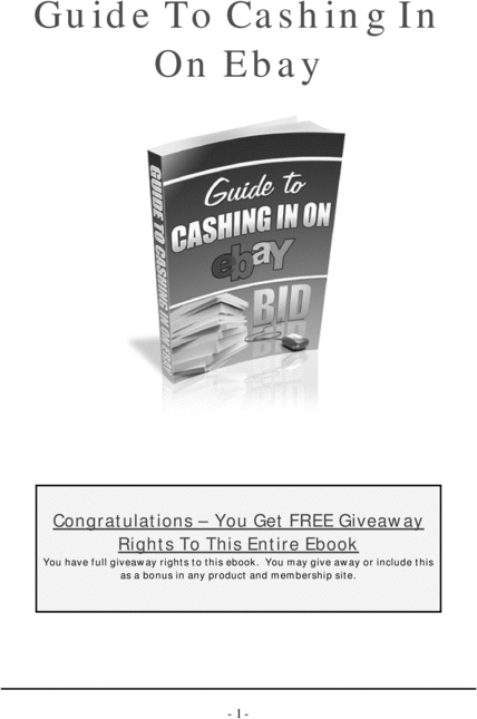 Product picture Your Ebay Cash Guide